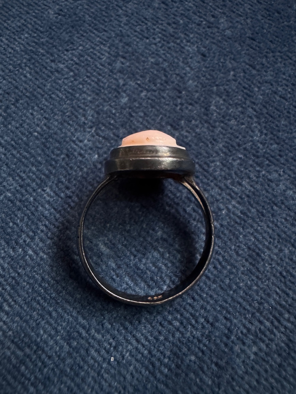 Vintage 925 Sterling Silver and Pink  Shell Cameo Ring  Size 7 - Picture 4 of 6
